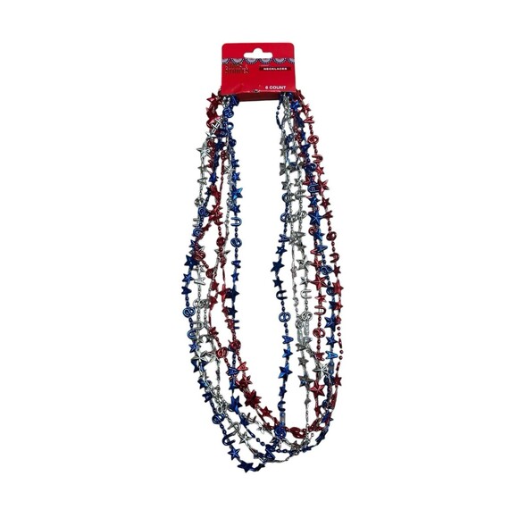 NEW Stars & Stripes Patriotic USA 4th of July Bundle of Necklaces 5pc 30 Total - Picture 4 of 5